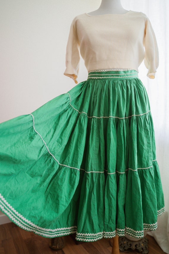 40s 50s Kelly Green SouthWestern Square Dance Vint