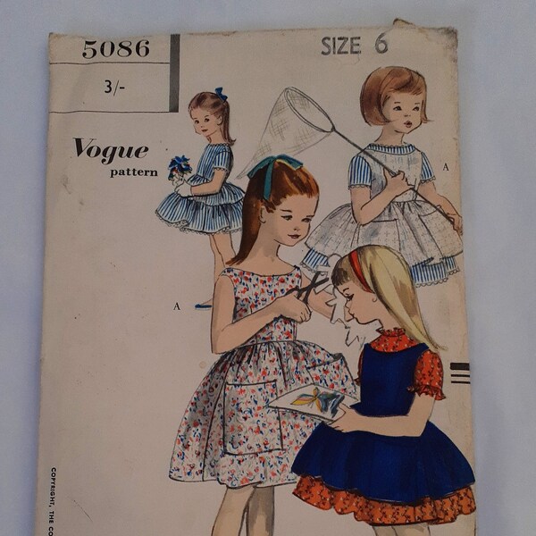 Vintage VOGUE Sewing Pattern 5086 Child Dress and Pinafore Size 6 UNCUT