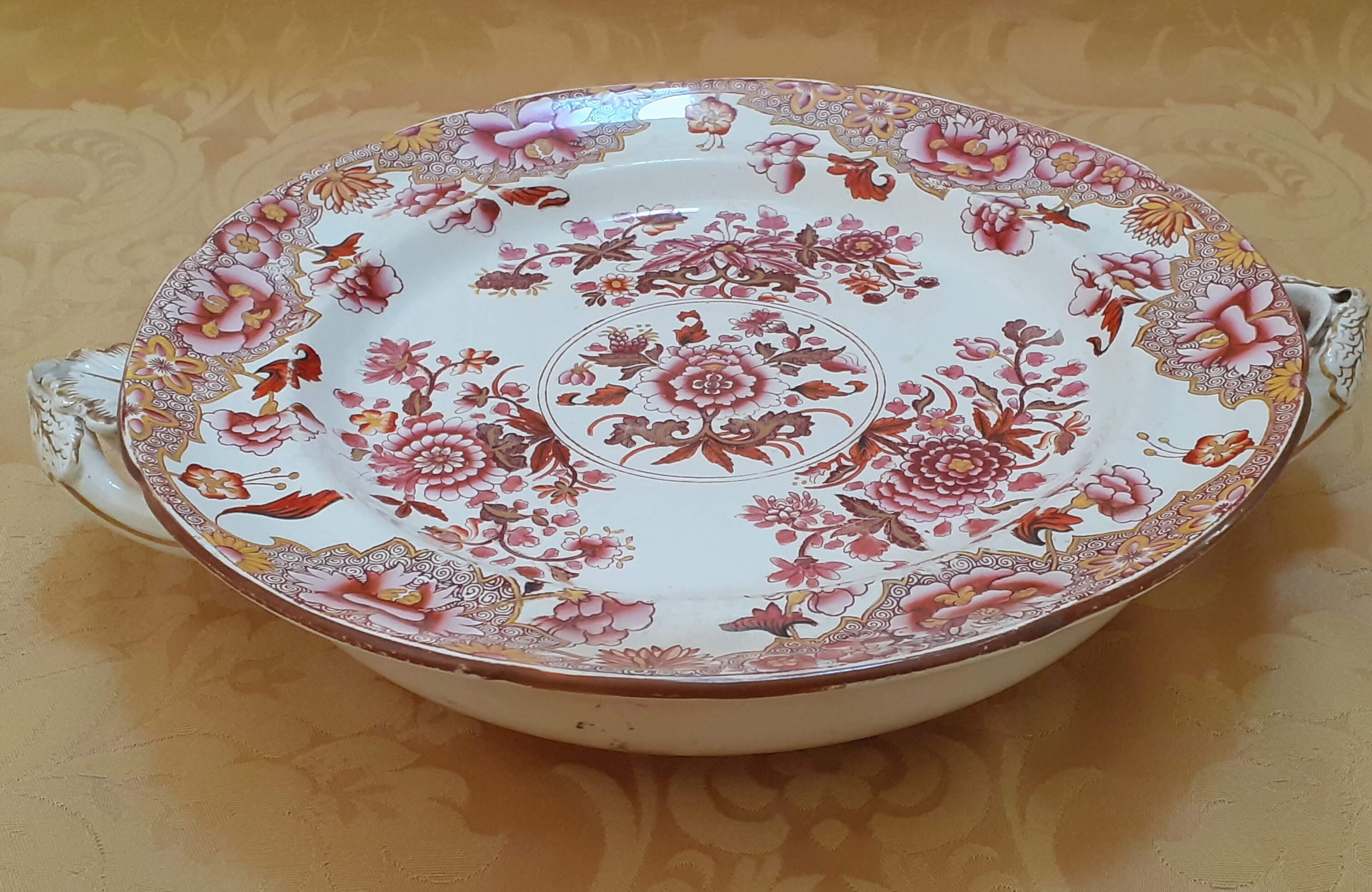 Antique Spode Stone China Food Warmer Plate in the Pink Japan Pattern ...