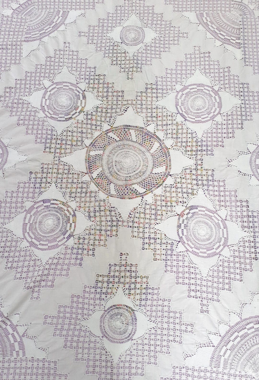 Antique White Cotton Drawn Thread Work Large Bed Cover - Etsy
