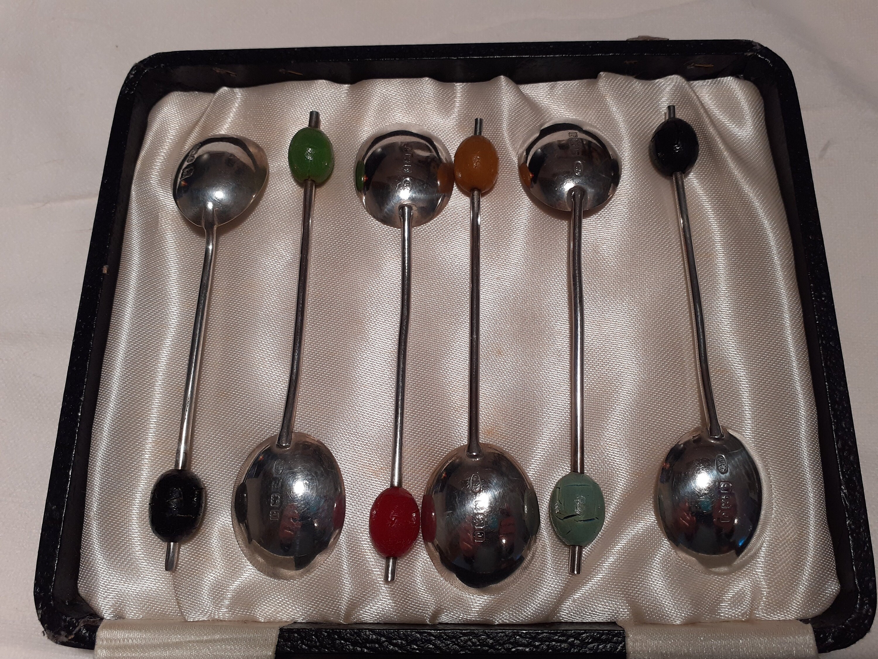 Art Deco Hallmarked Silver Coffee Bean Teaspoons in Original Etsy
