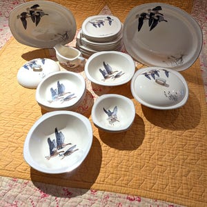 Vintage Midwinter Stylecraft Wild Geese-servis designad av Peter Scott 1950-talet