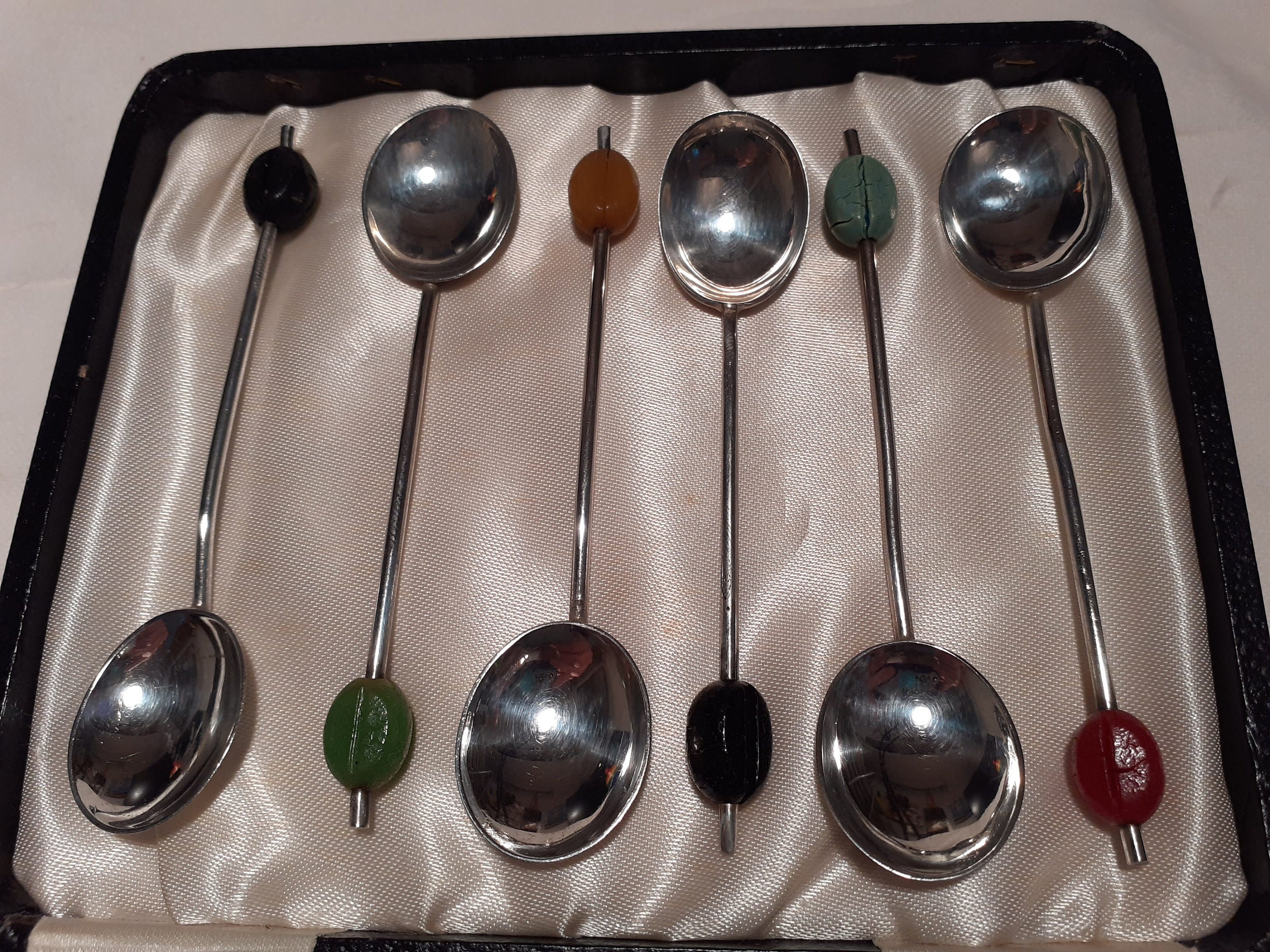 Art Deco Hallmarked Silver Coffee Bean Teaspoons in Original Etsy