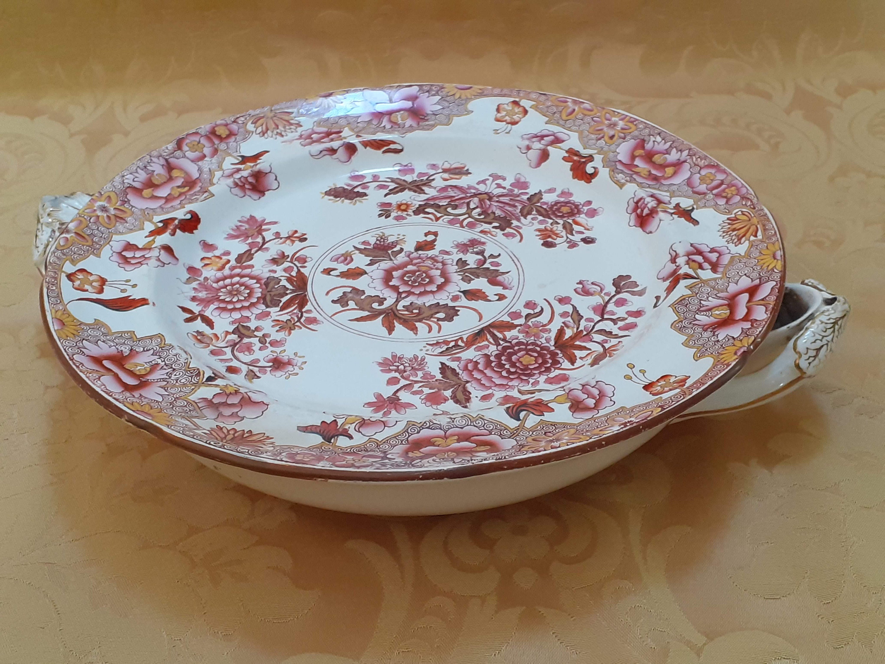 Antique Spode Stone China Food Warmer Plate in the Pink Japan Pattern ...