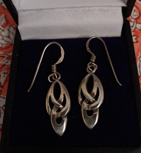Boucles D'oreilles Vintage Argent 925 Trèfle Celtique - Années 1950, Irlande