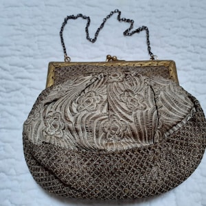 Vintage Taffeta and Gold Wire Work Sparkly Evening Purse