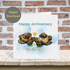 Carte d'anniversaire - belles tortues - imprimable, carte numérique
