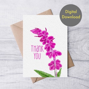 Dankeskarte - Salvia Leucantha - Printable - Digitale Karte