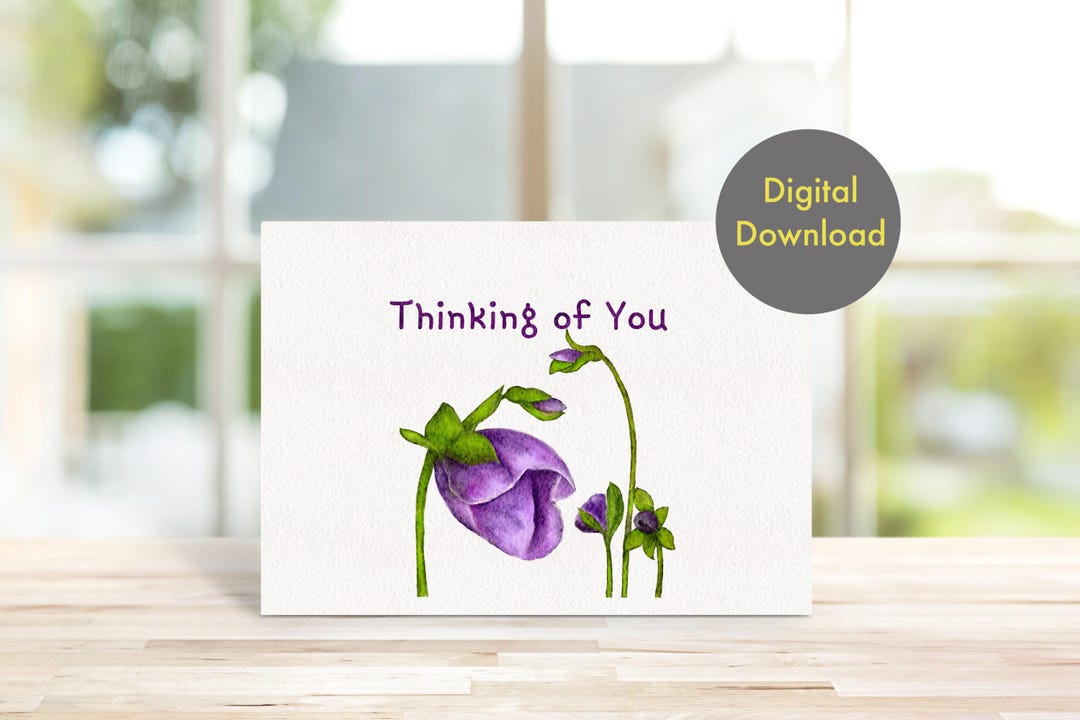 Floral Thinking of You Card : Hand-drawn Pansy (digital Card) - Etsy