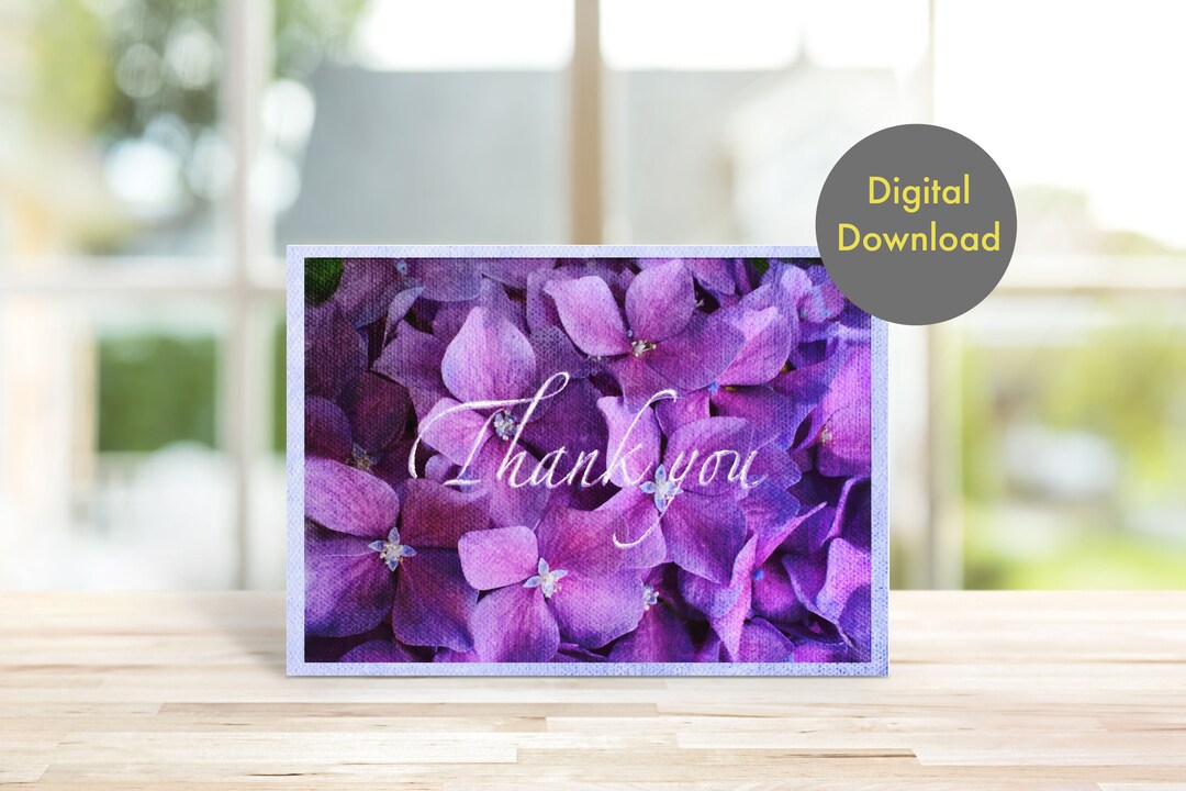 Thank You Card - Hydrangea - Printable - Digital Card - Etsy