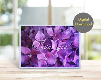 Thank you Card - Hydrangea - Printable - Digital Card