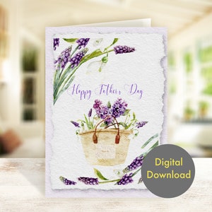 Tarjeta del Día del Padre - Hermosas flores - Tarjeta digital imprimible