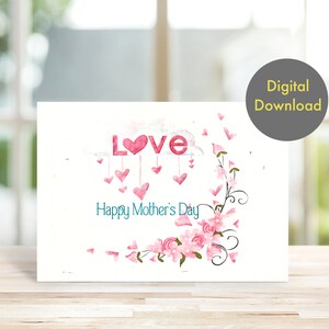 Blumen Muttertagskarte: Druckbare PNG & PDF (5x7) (Digitaler Download)
