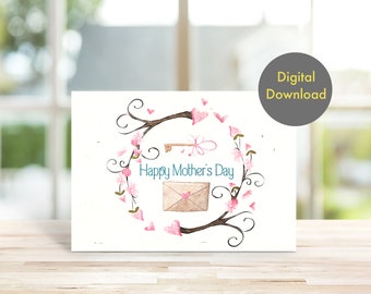 Mother’s Day Card - Lovely Wreath - Printable, Digital Card