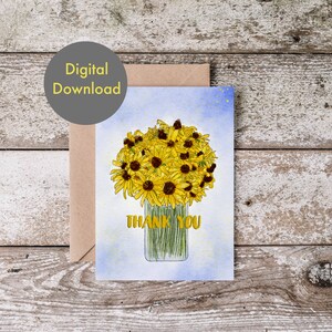 Carte de remerciement - Tournesol - Imprimable - Carte numérique