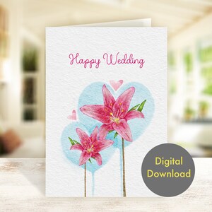 Congratulations Card - Happy Wedding  - Printable, Digital Card