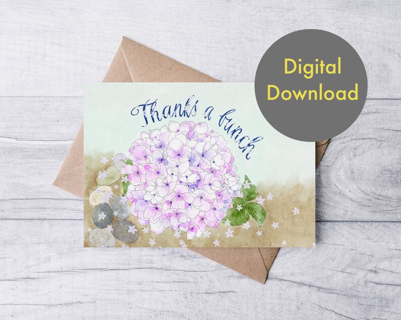 Thank You Card - Hydrangea - Printable - Digital Card - Etsy