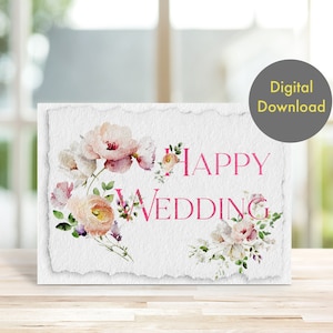 Congratulations Card - Happy Wedding - Printable, Digital Card