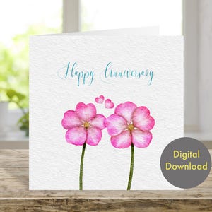 Carte d'anniversaire - belles roses - imprimable, carte numérique