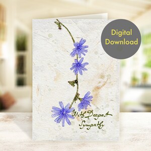 Sympathy Card - Cichorium - Printable, Digital Card
