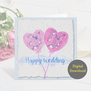 Glückwunschkarte - Happy Wedding - Printable, Digitale Karte