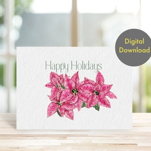 Christmas Card - gorgeous Poinsettia - Printable, Digital Card