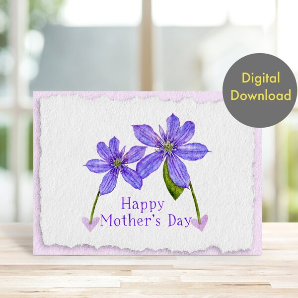 Mother’s Day Card - Clematis - Printable, Digital Card