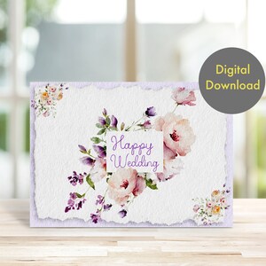 Biglietto di congratulazioni - Matrimonio felice - Biglietto digitale stampabile