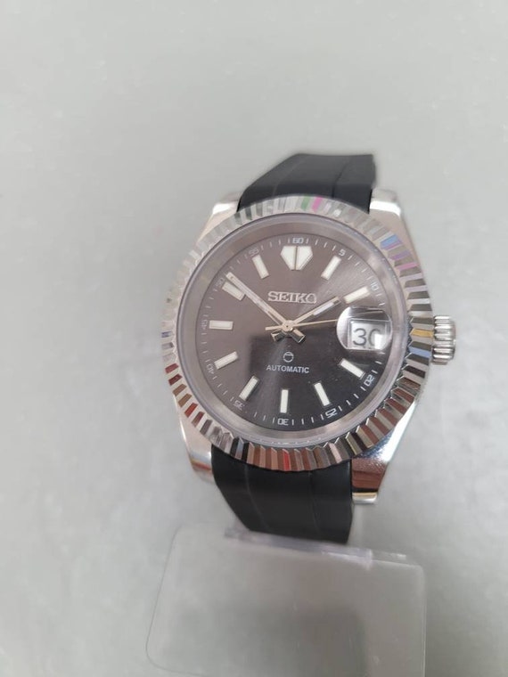 Seiko Mod Datejust Grey Silicone - Etsy 
