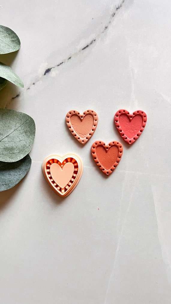 Debossing Sewed Heart Polymer Clay Cutter Valentines Day Cutter Heart Clay  Earring Making Cutter Love Cutter Embossing Clay Cutter 