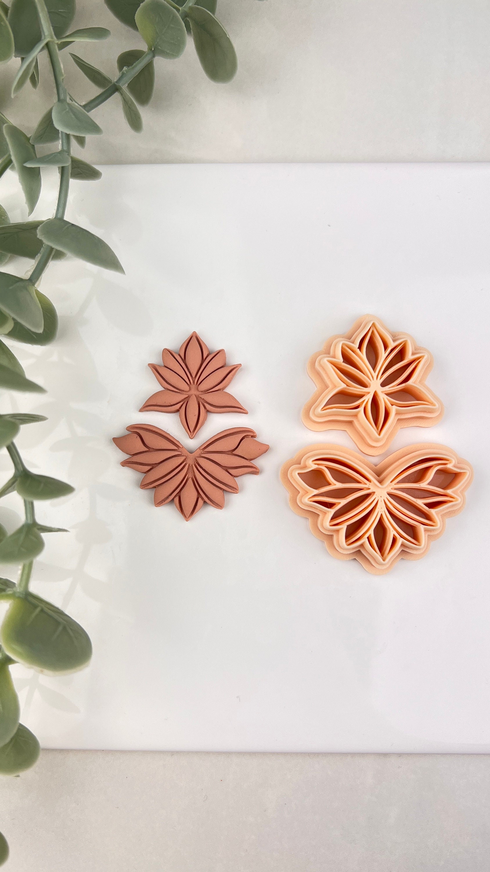 Keoker Flower Petal Clay Cutters Flower Petals Clay Cutters for Earrings  Making, 6 Shapes With Petal Press Polymer Clay Molds 