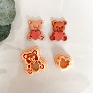 Valentines Day Teddy Bear Polymer Clay Cutter