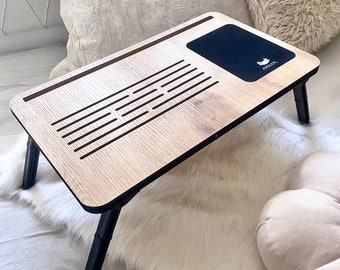 Foldable Bed Desk with Mouse Pad – Laptop Table with Phone Holder