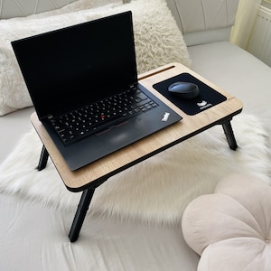 Folding Lap Desk with Mouse Pad, Bed Tray With Phone Compartment, Tablet Reading Writing Drafting, Breakfast Tray,gift