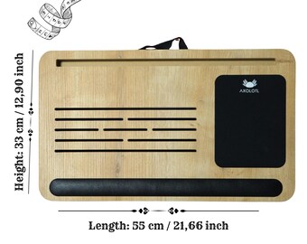 Handmade Laptop Lap Desk with Cushion, Mouse Pad & Phone Holder