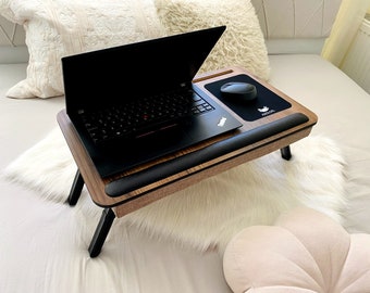 SUPPLYPLUS2Laptop Stand Lab Desk with Cushion and Fold Away Bed Tray with Mause Pad PhoneCompartments and Wrist Supported-FreelancerFoldable