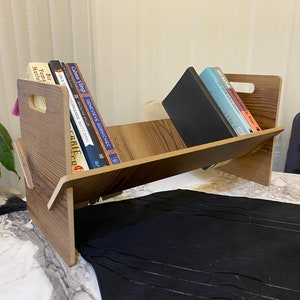 Estantería de escritorio de madera, estantería pequeña, estantería de árbol  de 5 estantes, mini estantería para libros, revistas, CD y álbum de fotos