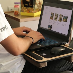 Laptop Stand with Cushion, Lap Desk with Mouse Pad, Laptop Tray Pillow, Bed Tray with Phone Compartments, Wrist Supported, Freelancer Gift