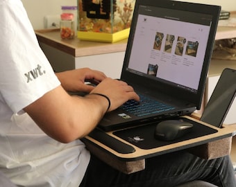 Cushioned Laptop Lap Desk with Mouse Pad and Phone Holder