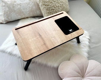 Folding Laptop Lap Desk with Mouse Pad, Phone & Tablet Holder