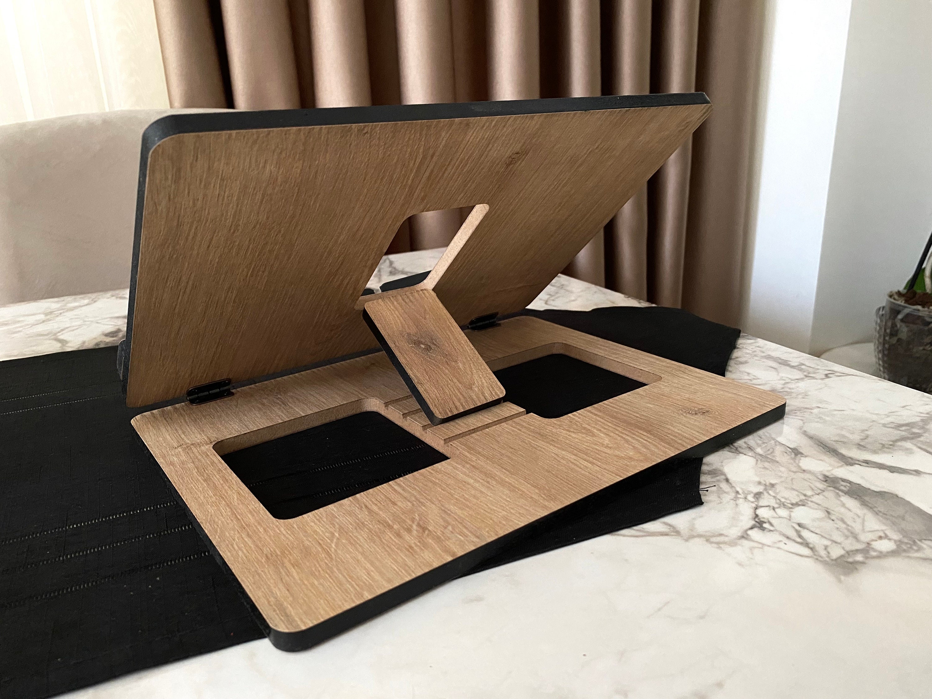 Leggio Per Ricettari WeddHuis In Legno - Supporto Per Libri Da Cucina, 21,5x16,5x12,5 Cm, Stile Vintage - Foto 9