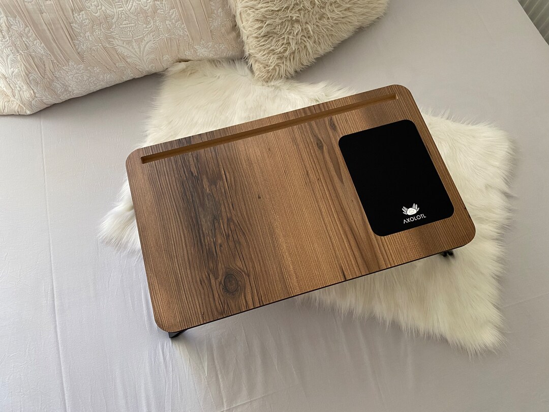 Folding Lap Desk Lidya With Mouse Pad, Bed Tray With Phone Compartment