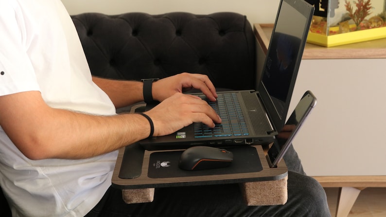 working with computer at home