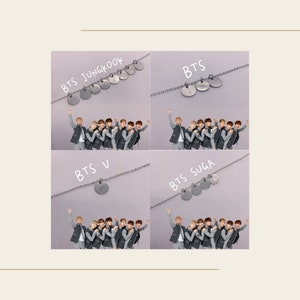 BTS Kpop Silver Necklace Bracelet 10mm Pendant | Suga Jin Jimin Jungkook Jhope