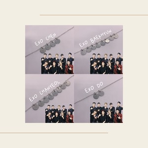 EXO Kpop Silver Necklace Bracelet 10mm Pendant | Baekhyun Sehun Chanyeol Kai