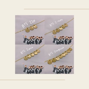 BTS Kpop Gold Necklace Bracelet 10mm Pendant | Jin Suga J-Hope RM Jimin V Jungkook