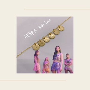 AESPA Kpop Gold Necklace Bracelet 10mm Pendant |Winter NingNing Giselle Karina