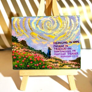 Custom Painting on Mini Canvas on Easel - Personalised Christian Art
