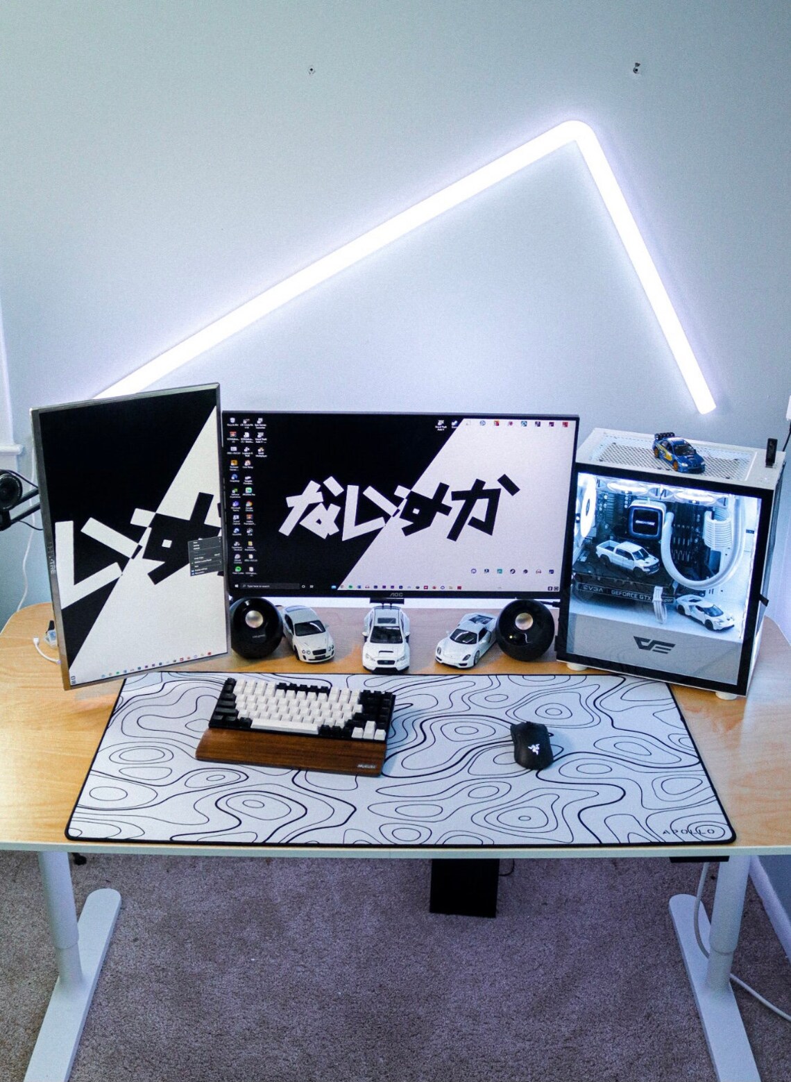 Topographic Large Gaming Mousepad Topo White Etsy