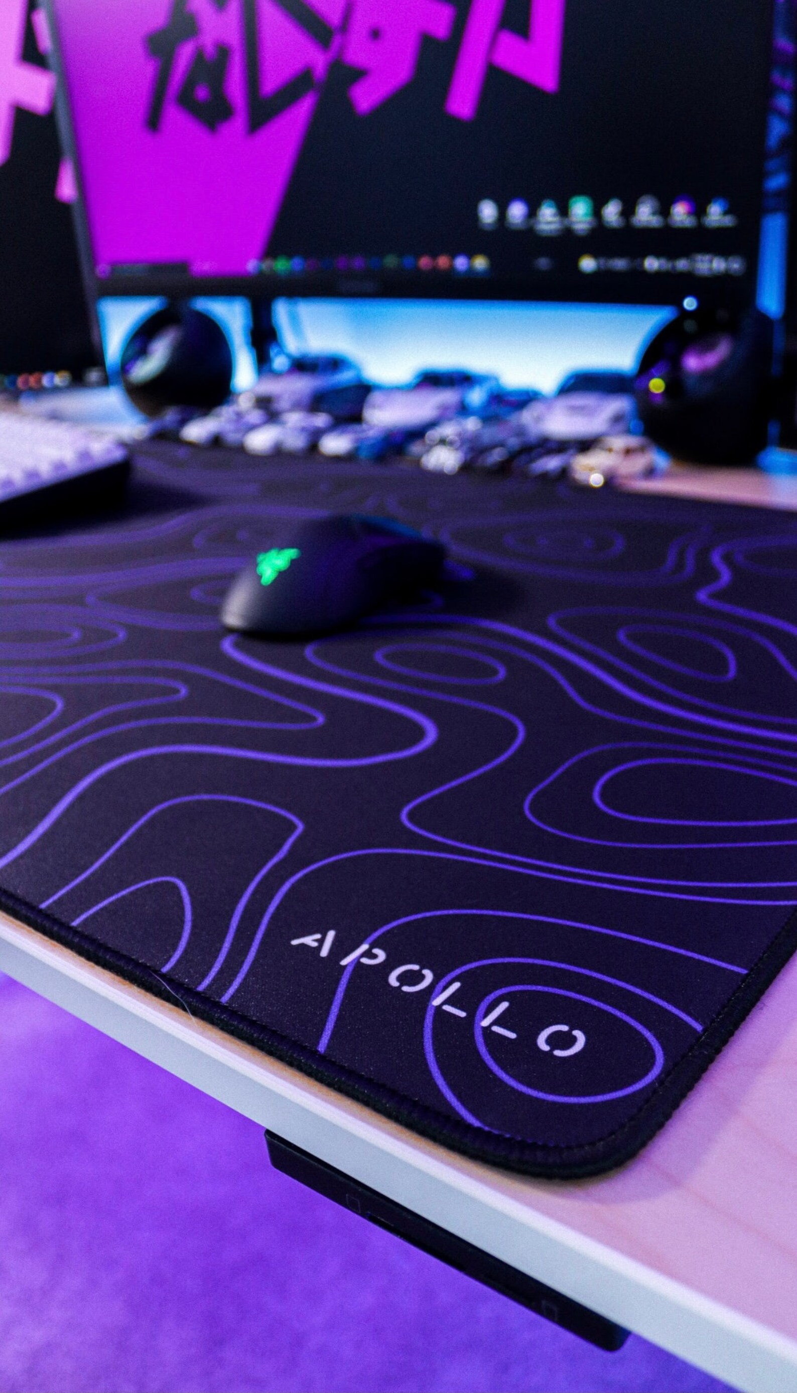 Topographic Large Gaming Mousepad Topo Purple Etsy